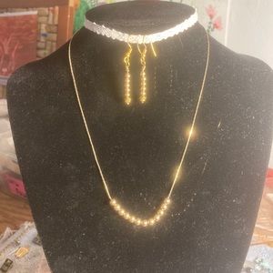 J386 14k gold beads on necklace&earrings